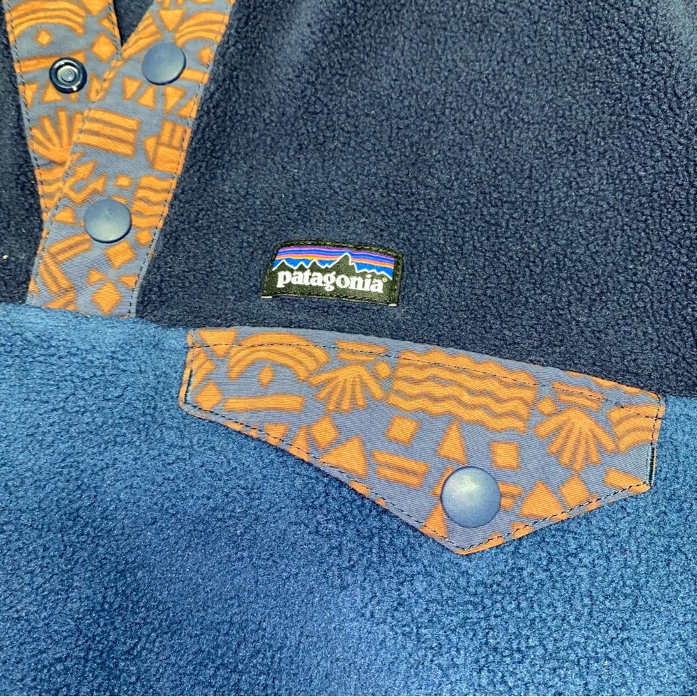 Patagonia Synchilla Snap T Fleece Pullover Sweater Kids Large (12) Wavy Blue - Picture 10 of 10